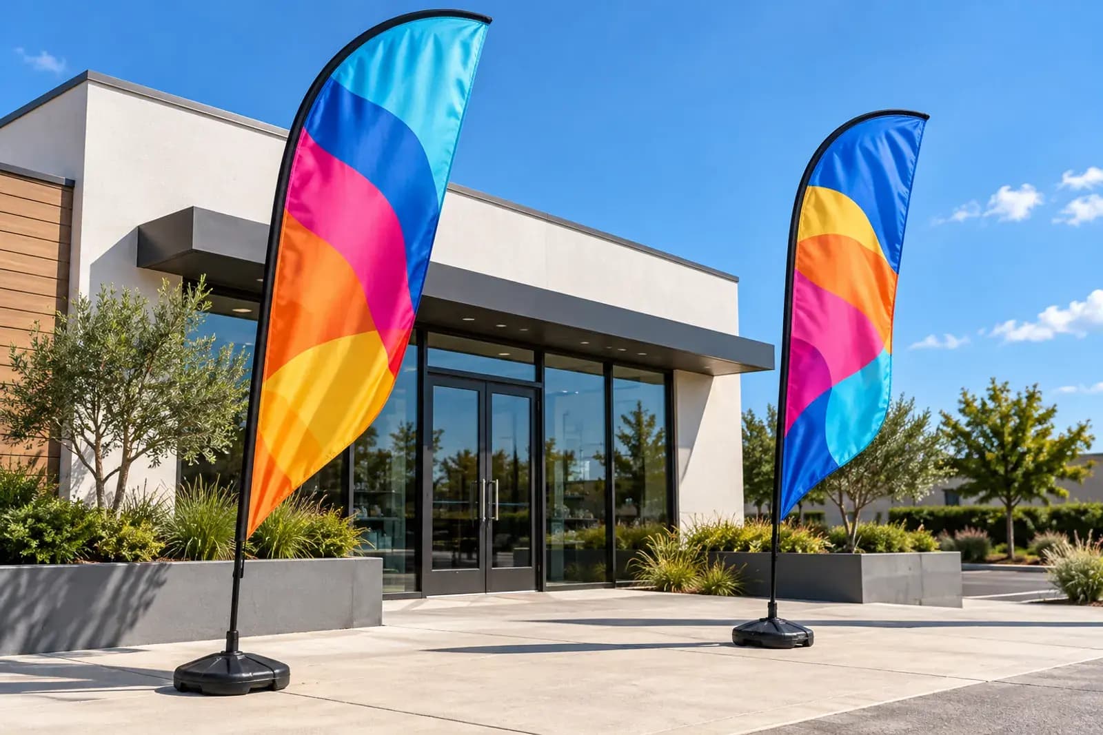 Beachflag sau X-banner: ce alegi pentru exterior, stand sau interior