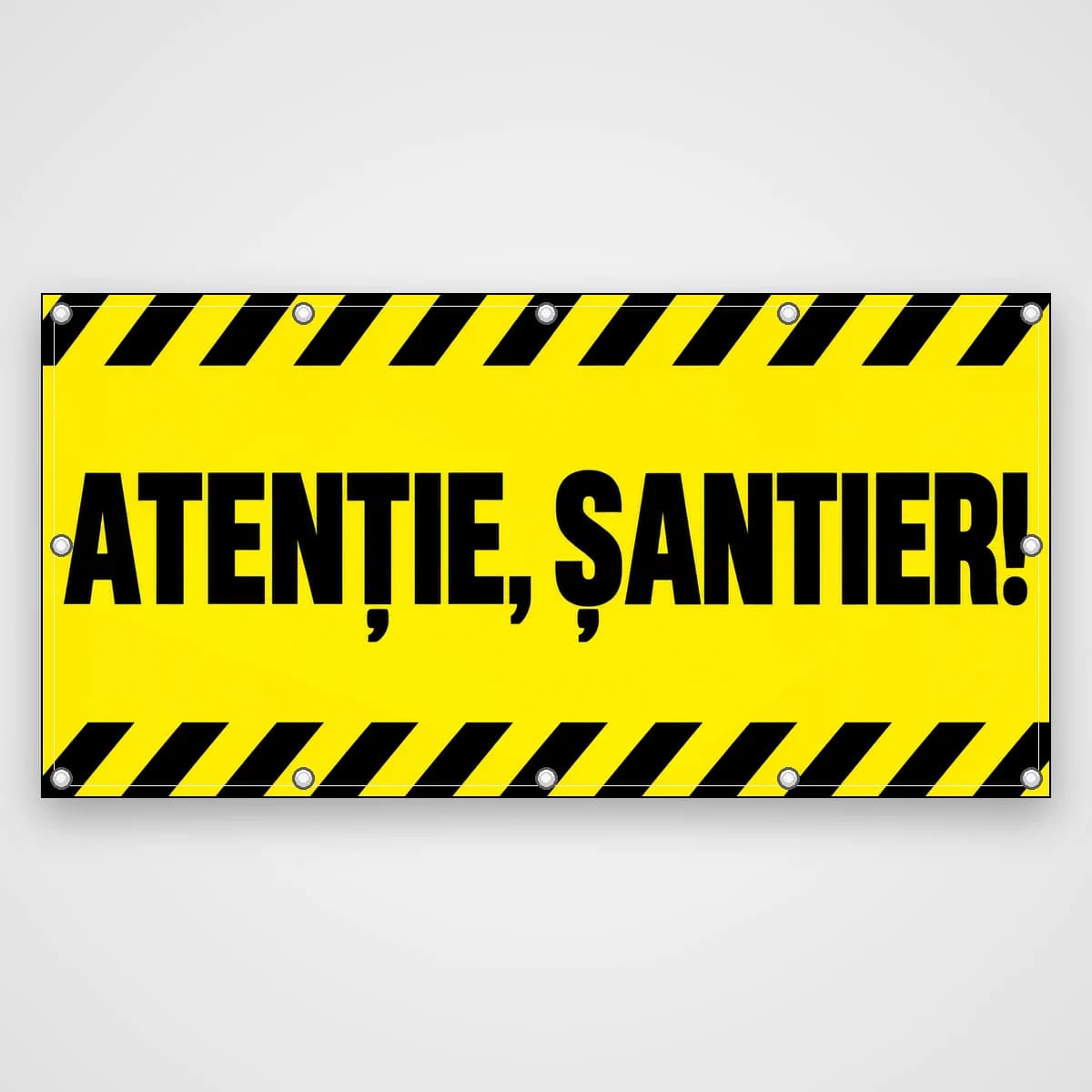 Banner Atenție, șantier! – bandă galben-negru