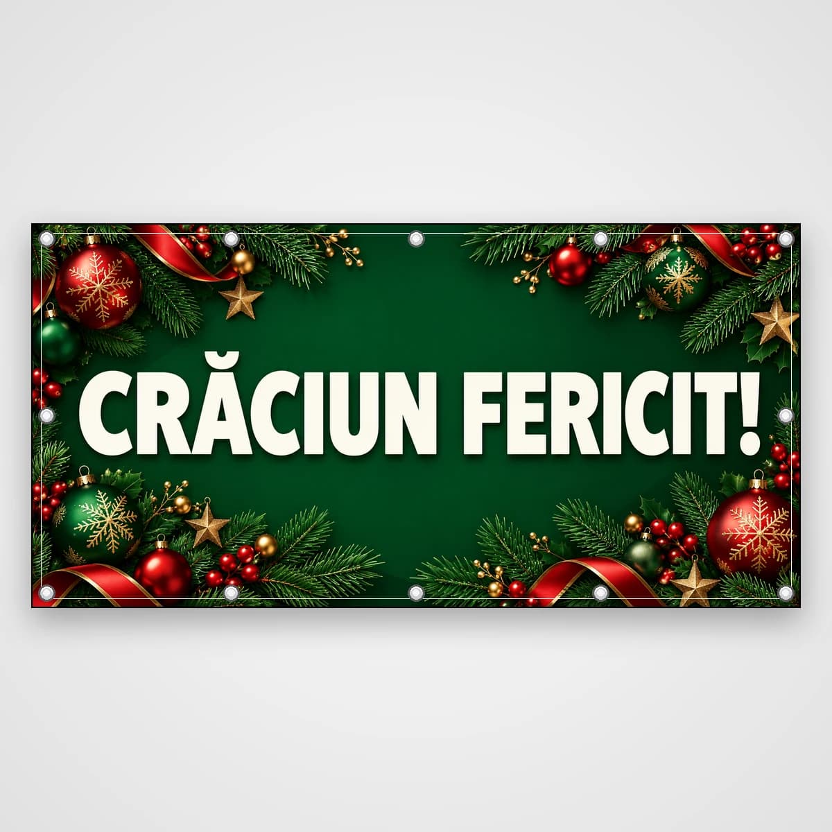 Banner Crăciun fericit! – brad și globuri