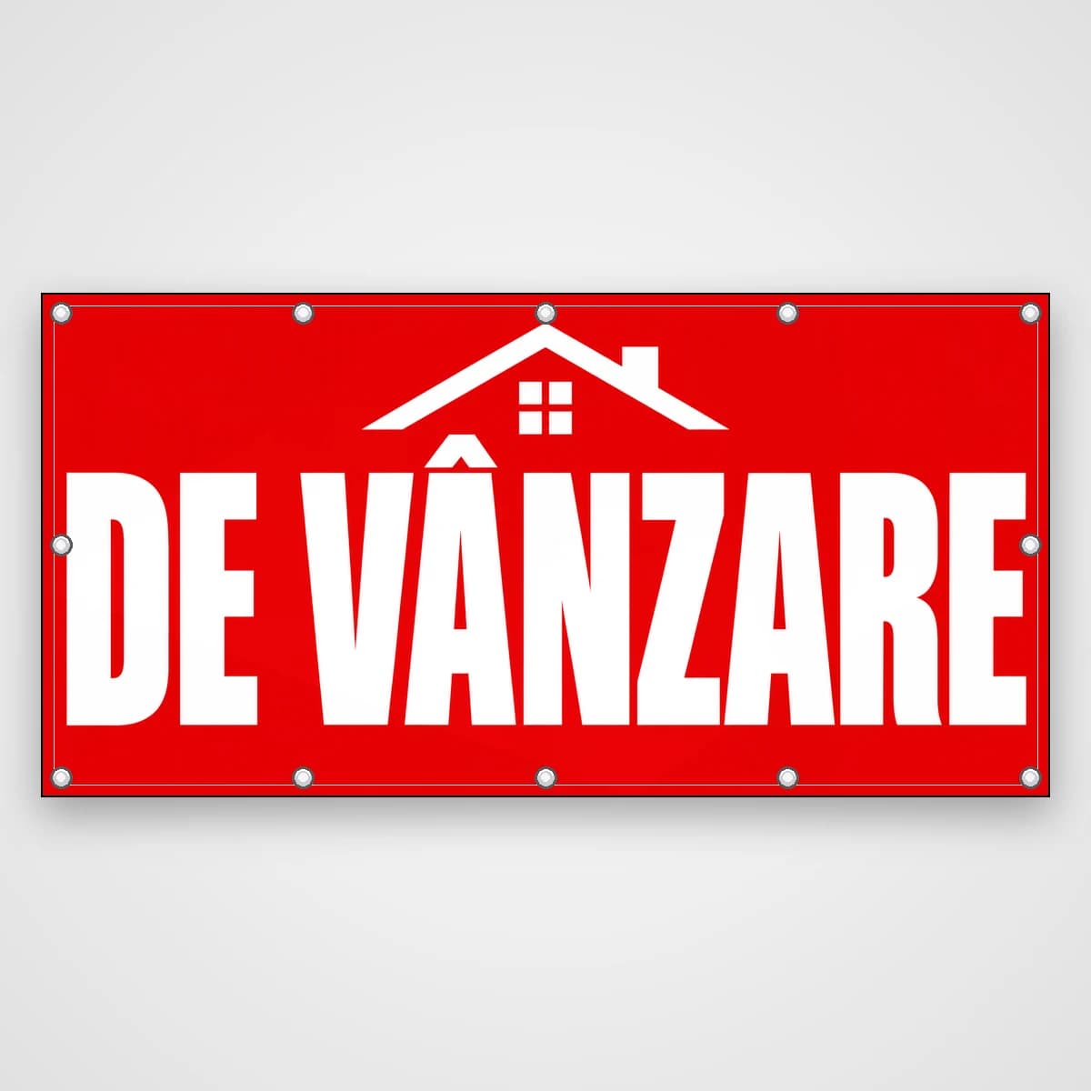 Banner De vânzare cu casă – roșu și alb