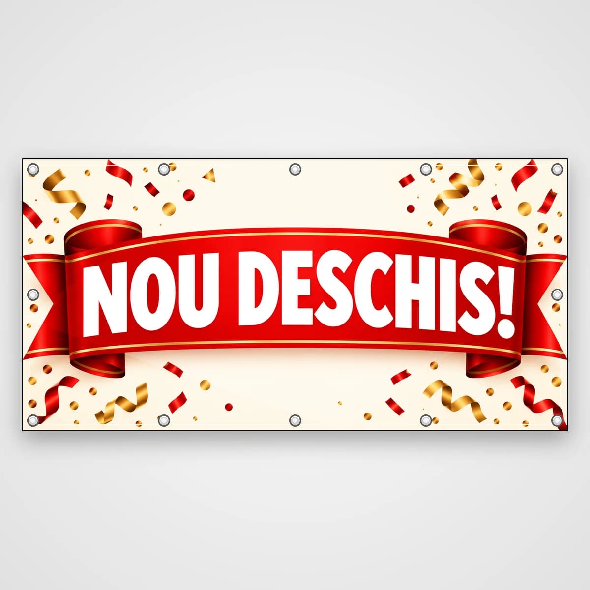 Banner Nou deschis! – panglică roșie