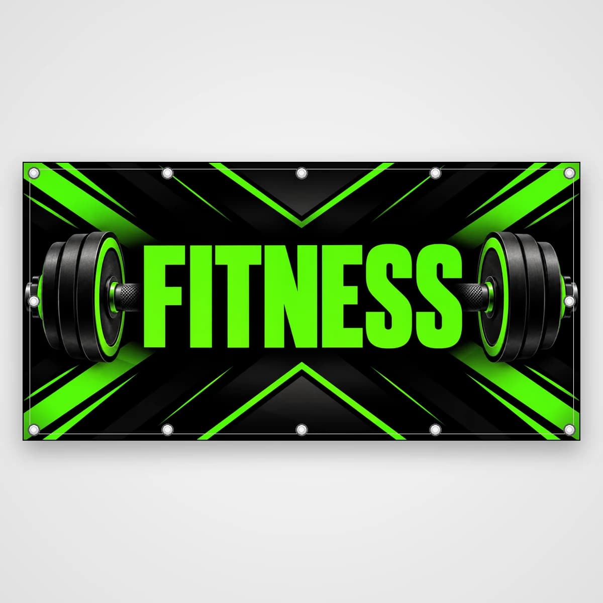 Banner Fitness – gantere negru și verde