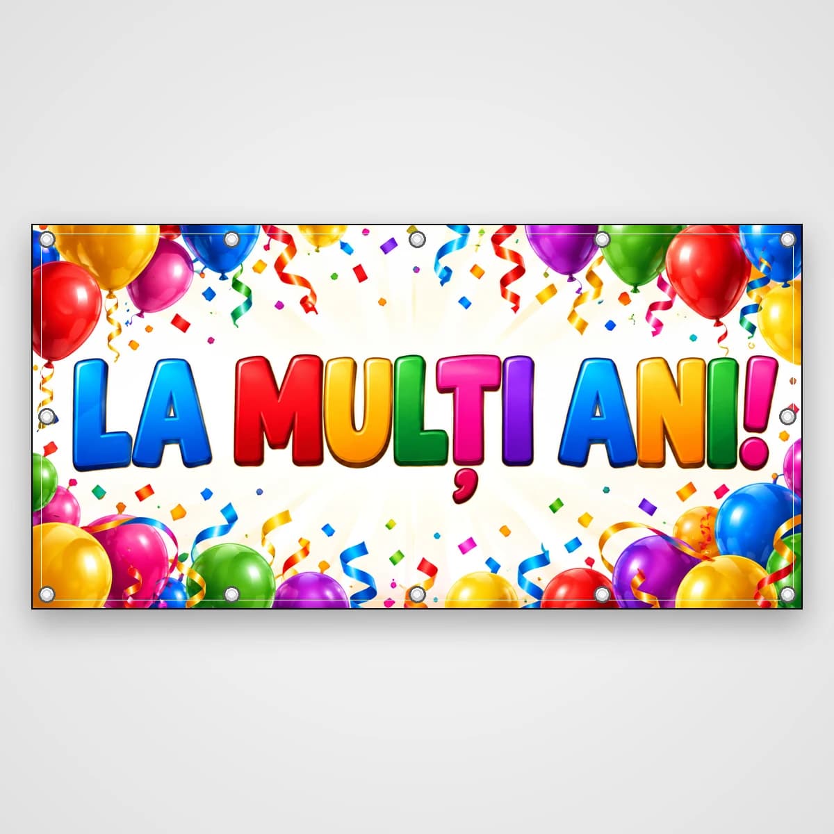 Banner Happy Birthday – baloane multicolore