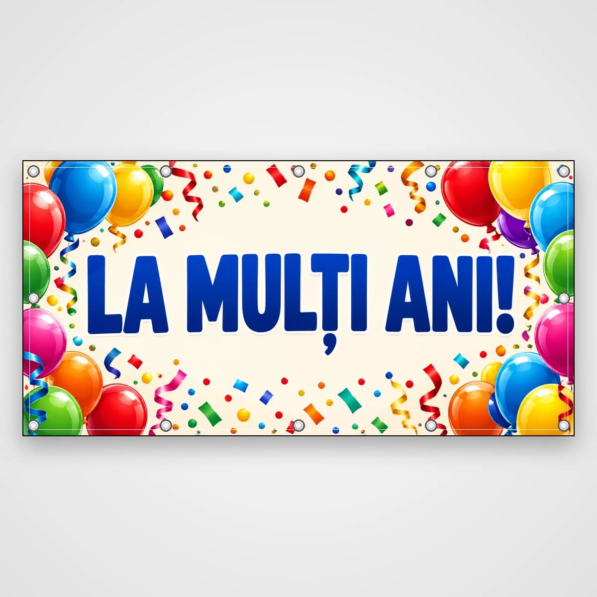 Banner La mulți ani cu baloane colorate