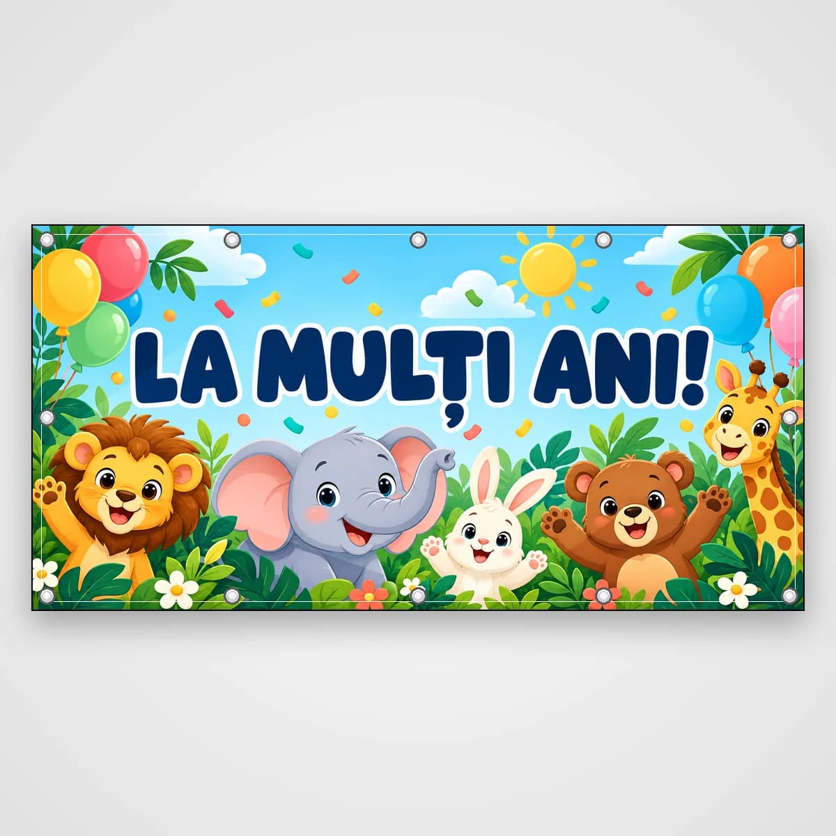 Banner La mulți ani pentru copii – animăluțe desenate