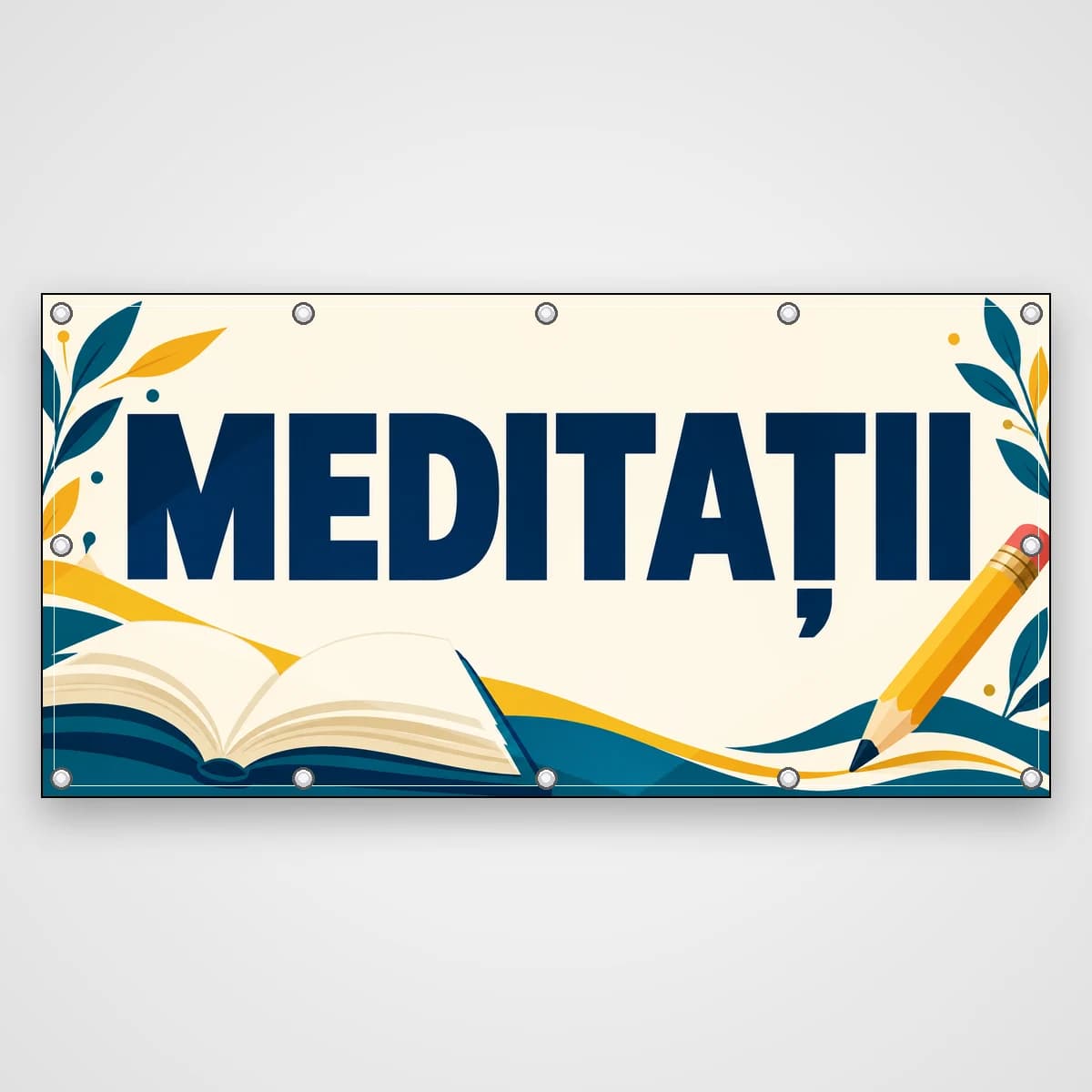 Banner Meditații – carte și creion