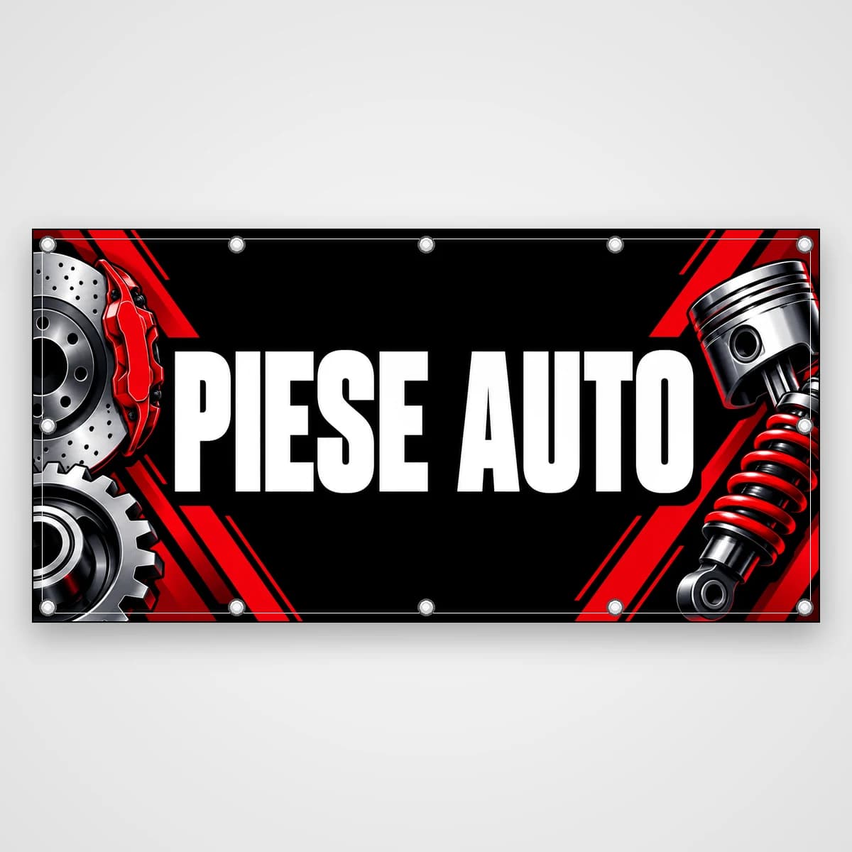 Banner Piese auto – negru și roșu