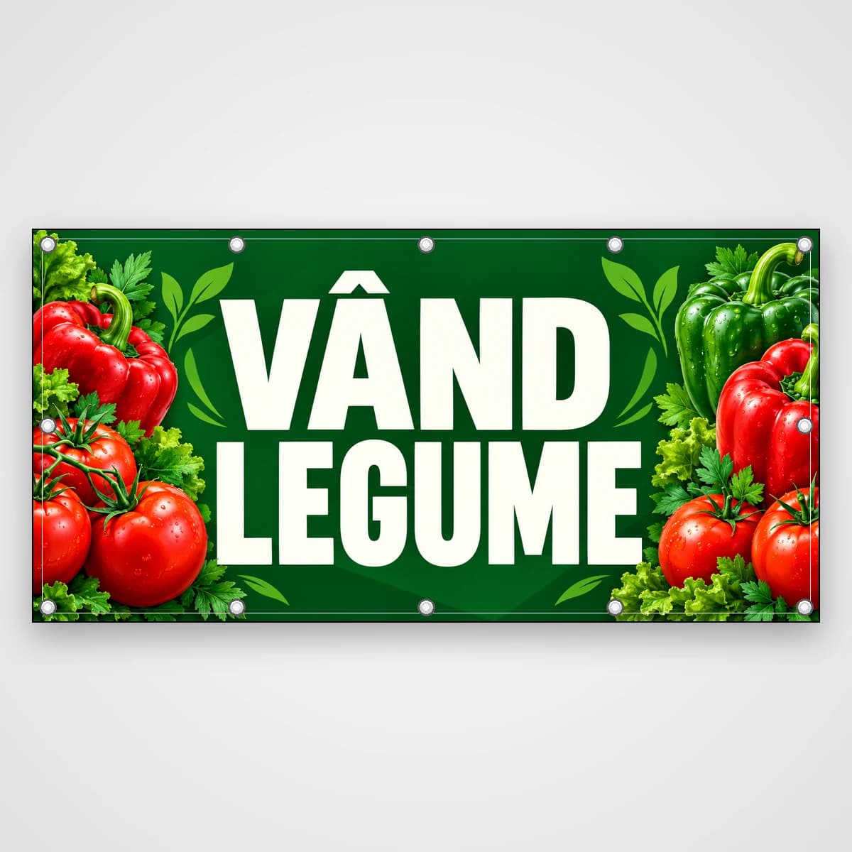 Banner Vând legume – roșii și ardei
