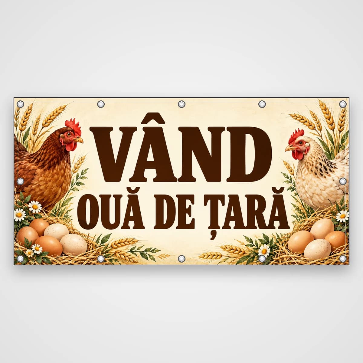 Banner Vând ouă de țară – găini și ouă