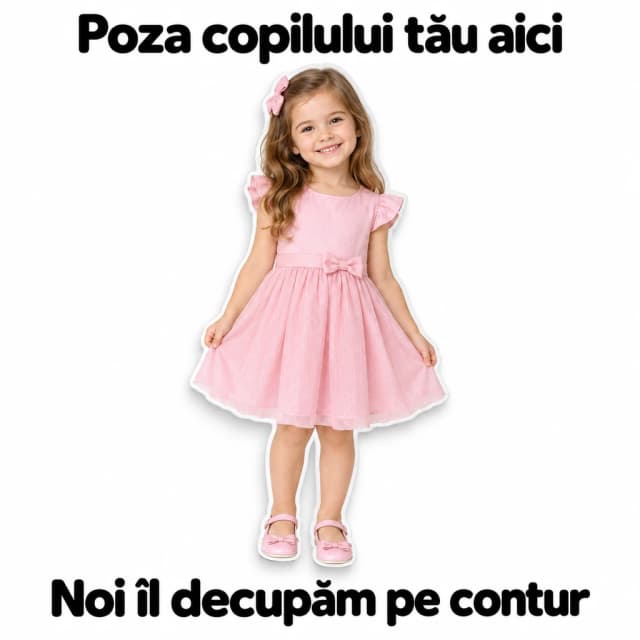 Fotografia copilului imprimată pe PVC și decupată pe contur