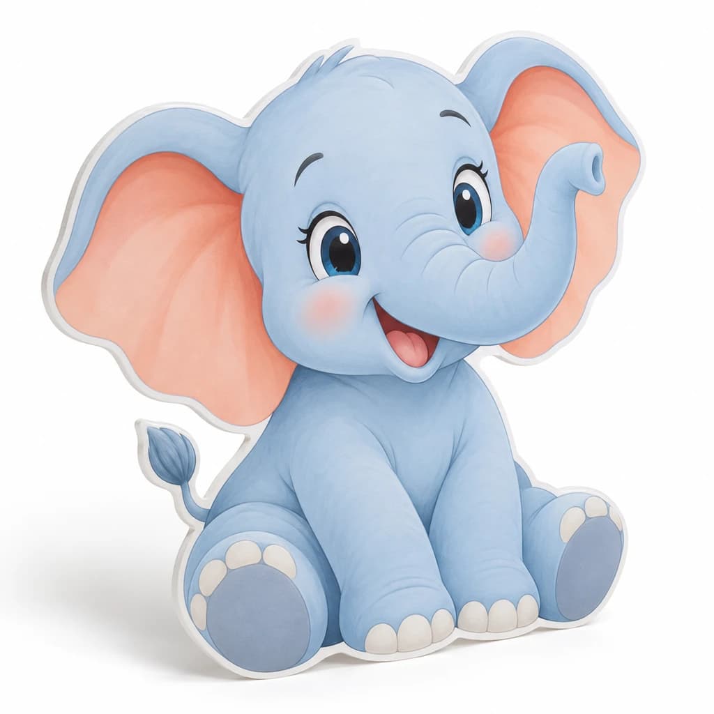 Decor PVC elefant decupat pentru petrecere · 1 bucată, 90 × 100 cm