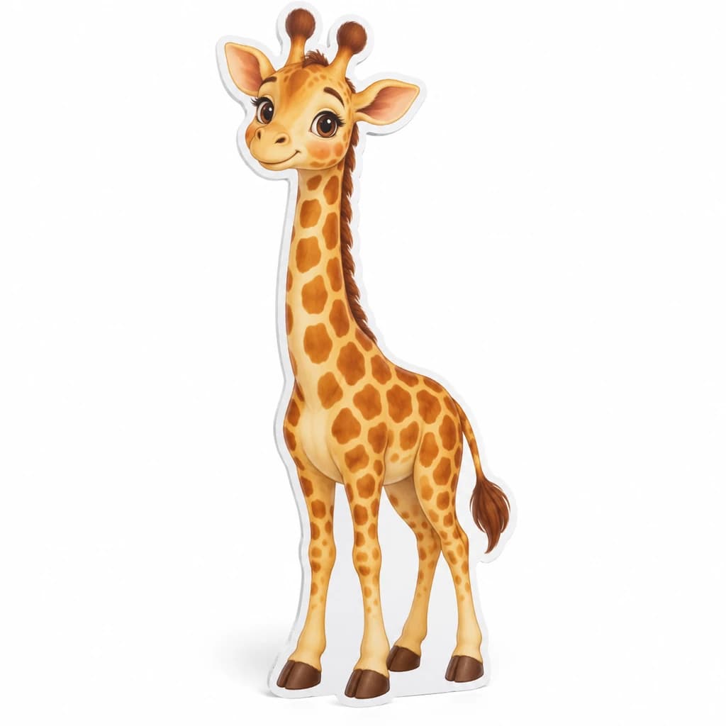 Decor PVC girafă safari decupată pe contur · 1 bucată, 55 × 100 cm