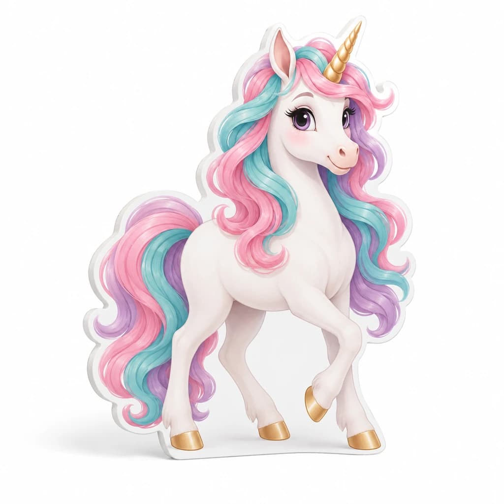 Decor PVC unicorn decupat pe contur · 1 bucată, 80 × 100 cm