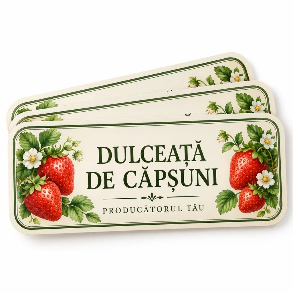 Etichete pentru borcane de dulceață personalizate · 50 bucăți, 8 × 6 cm
