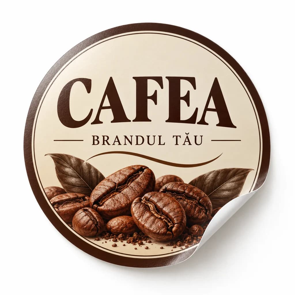 Etichete personalizate pentru cafea · 50 bucăți, 10 × 10 cm