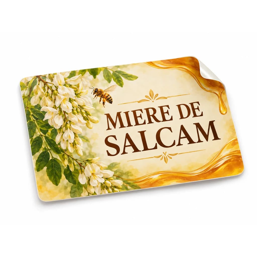 Etichete pentru miere de salcâm · 50 bucăți, 8 × 6 cm