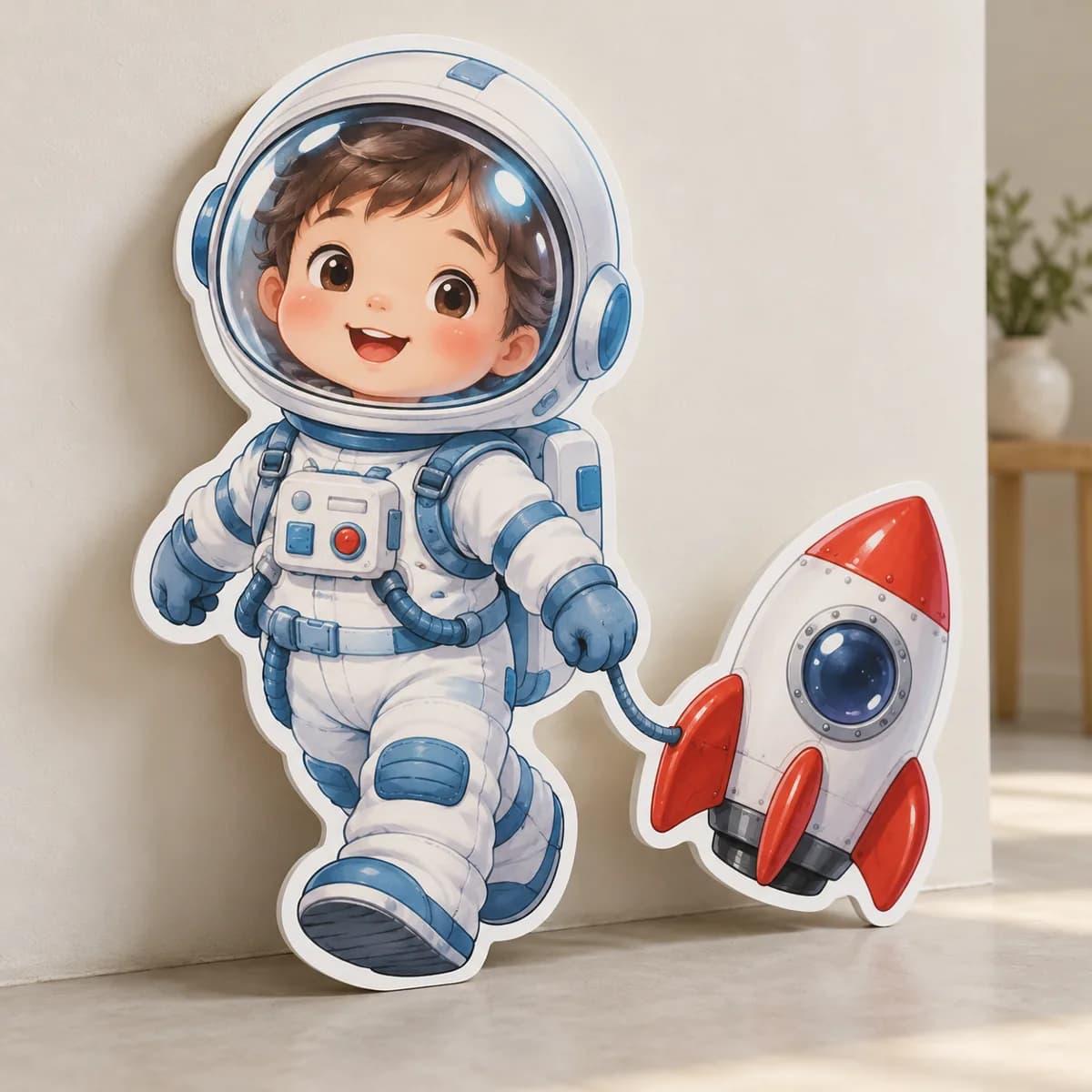 Astronaut și rachetă pe PVC decupat pe contur