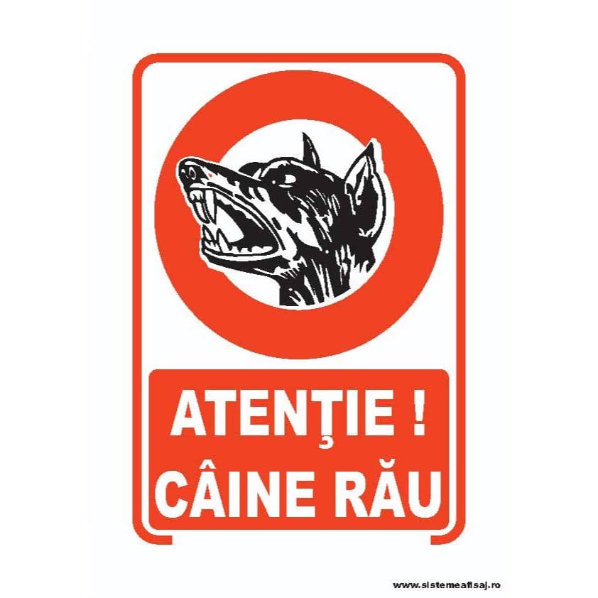 Semn Indicator Atentie Caine Rau