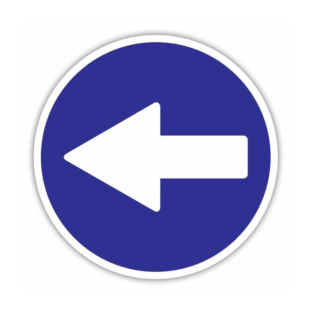 Semn Indicator Depasire stanga, autocolant, diametru 12 cm