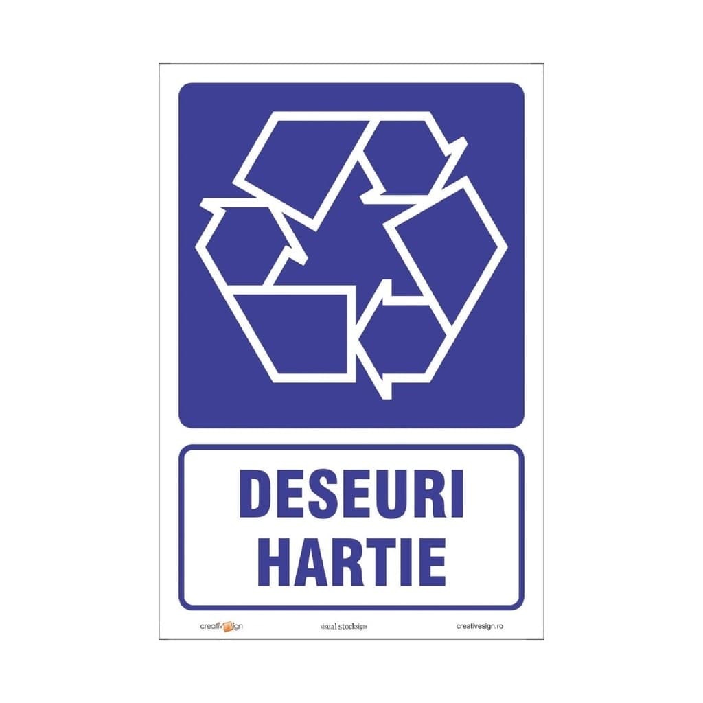 Semn Indicator Deseuri hartie W0101 A4, autocolant, 20 x 30 cm
