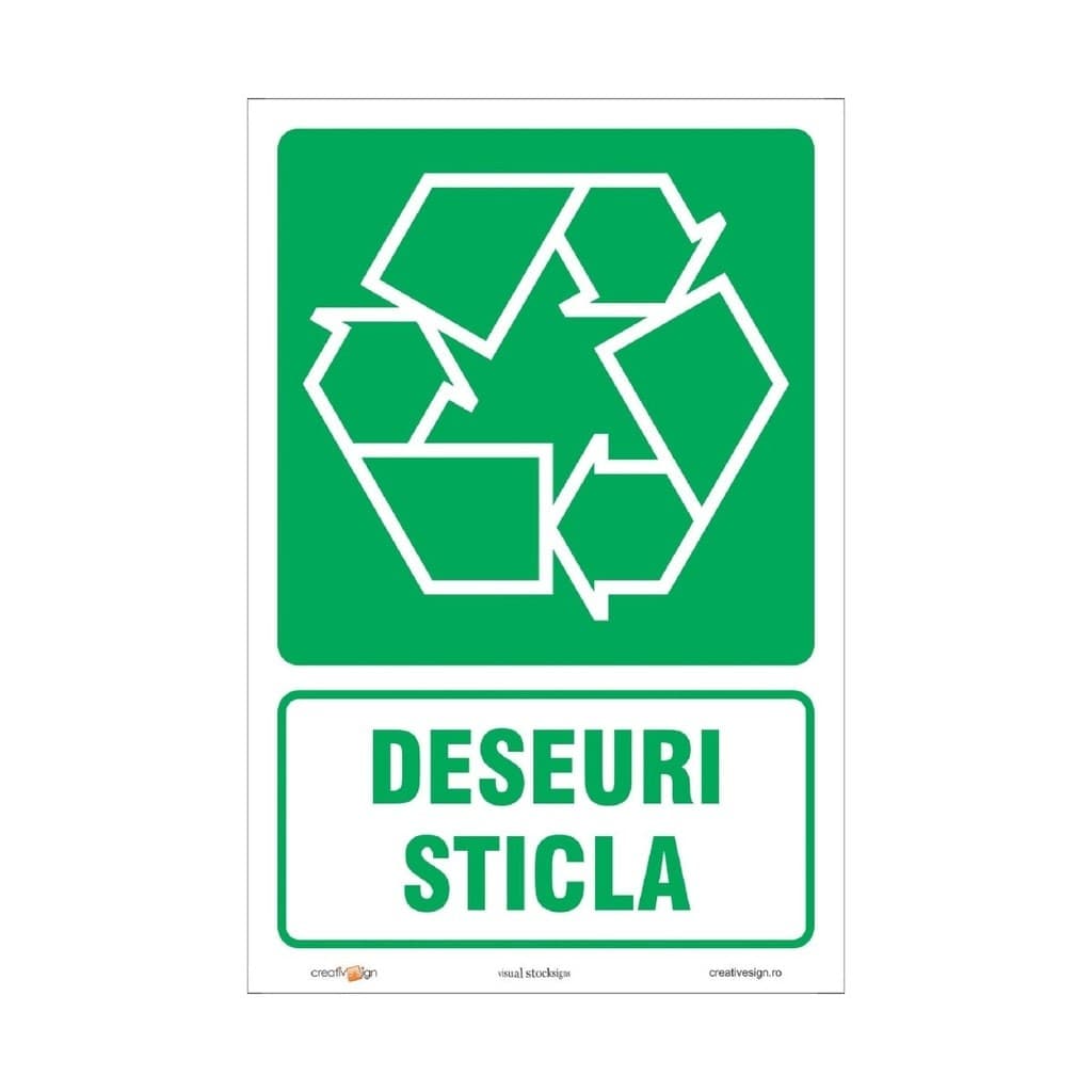 Semn Indicator Deseuri sticla W0102 A4, autocolant, 20 x 30 cm