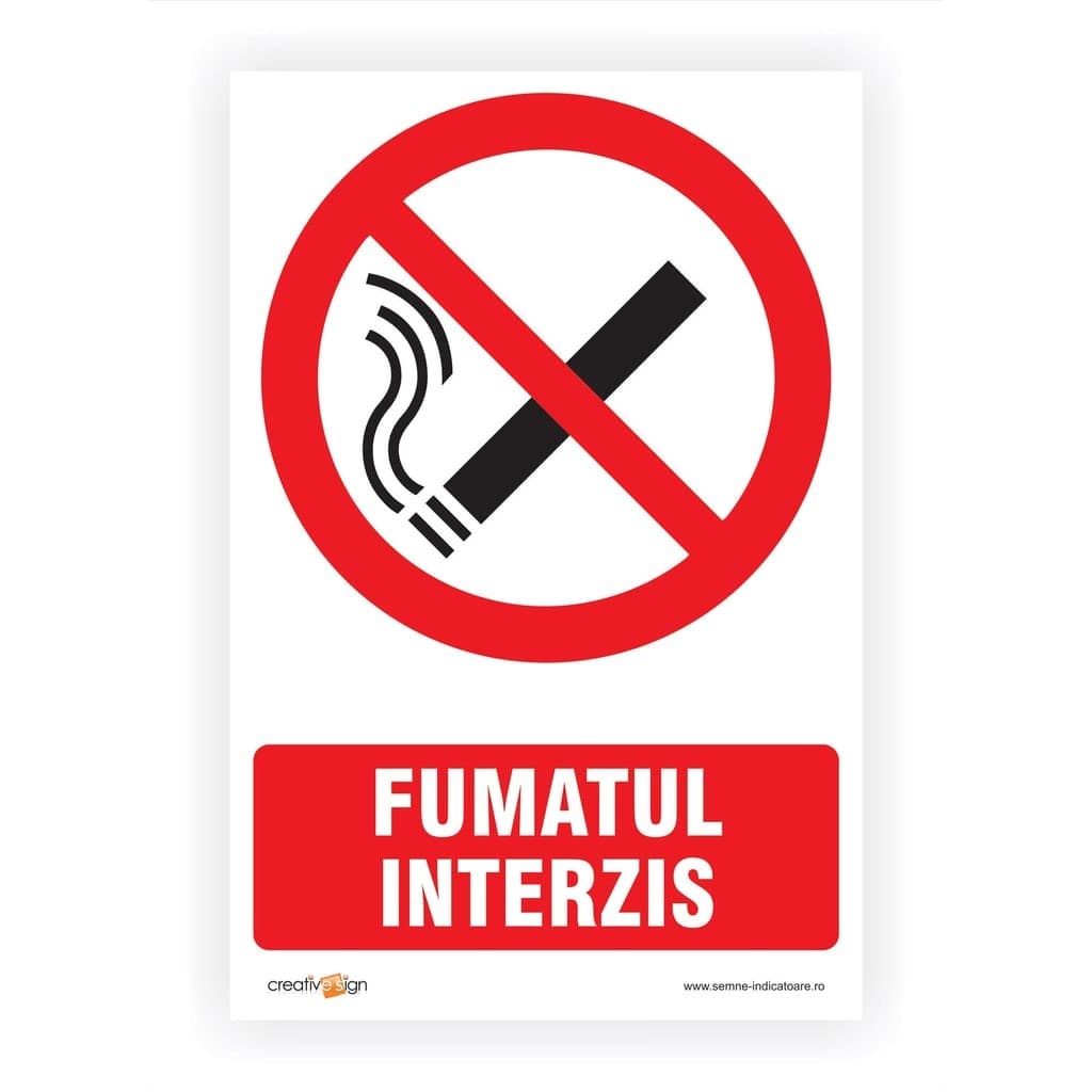 Semn Indicator Fumatul interzis, PVC, 30 x 20 cm