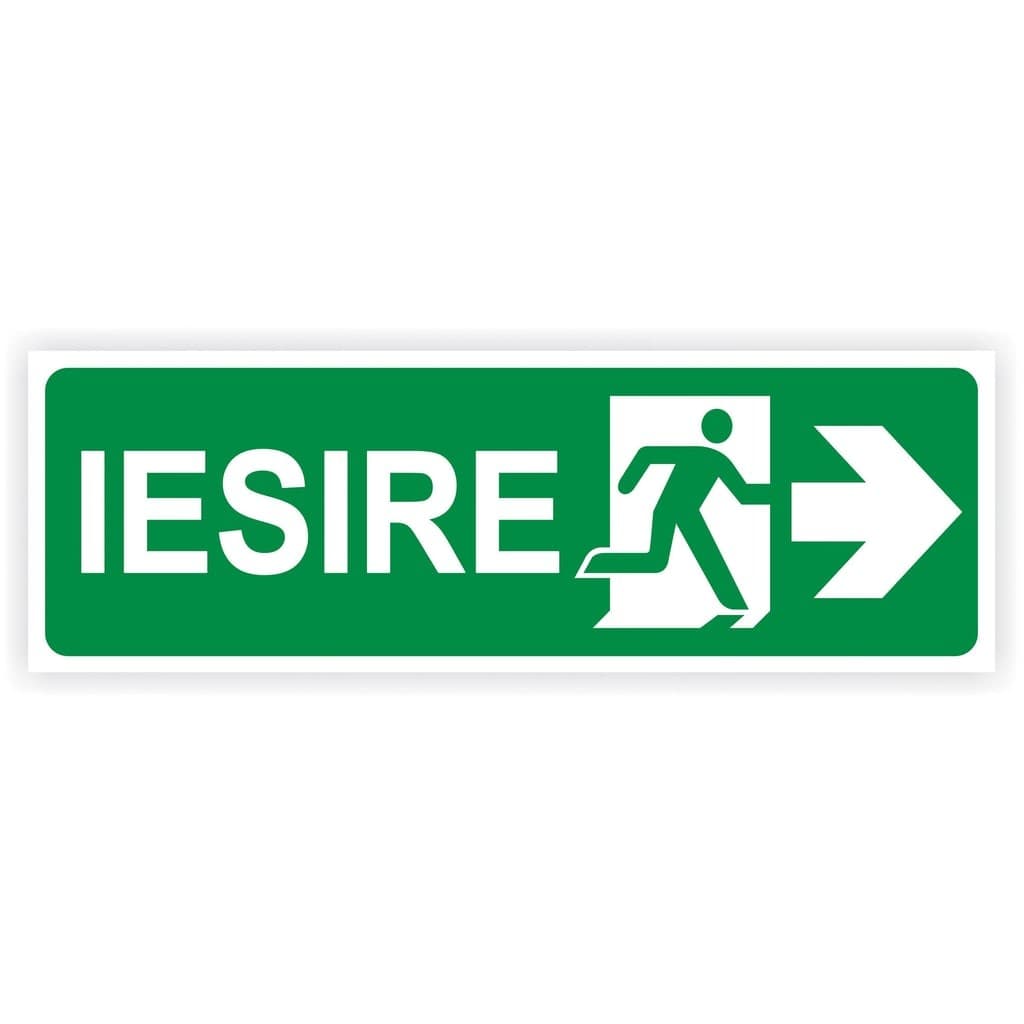 Semn Indicator Iesire in caz de urgenta Dreapta, PVC, 30 x 10 cm