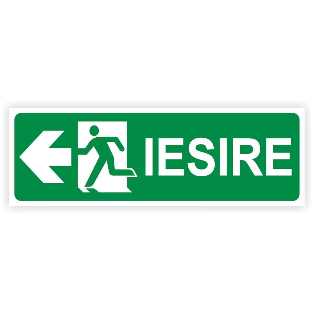 Semn Indicator Iesire in caz de urgenta Stanga, PVC, 30 x 10 cm