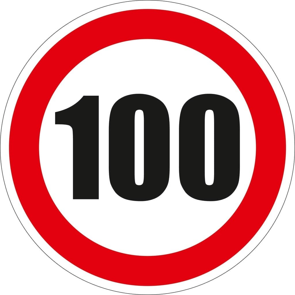 Semn Indicator Limitare viteza 100, autocolant, diametru 12 cm
