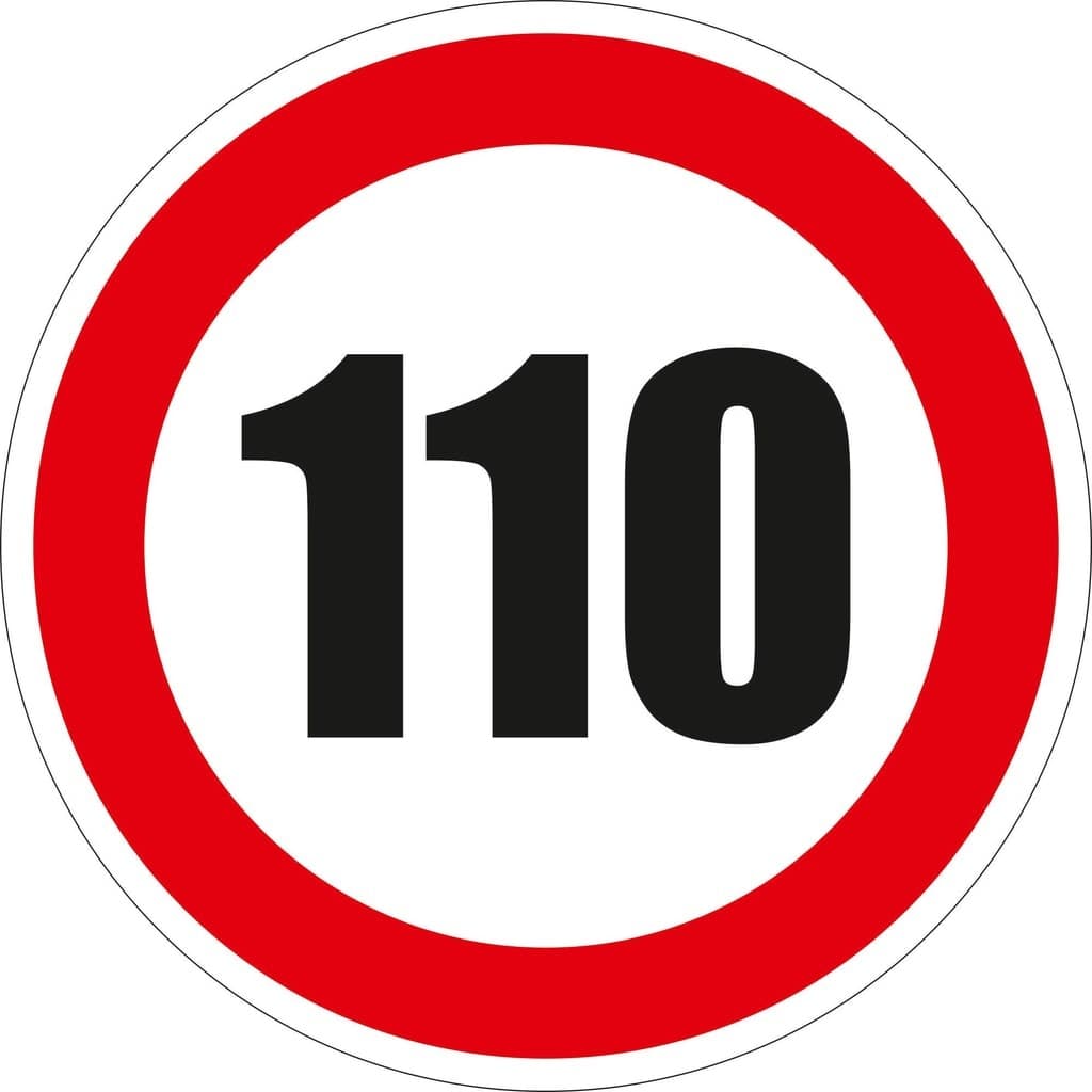 Semn Indicator Limitare viteza 110, autocolant, diametru 12 cm