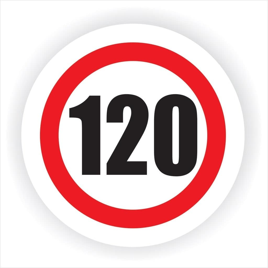 Semn Indicator Limitare viteza 120, autocolant, diametru 12 cm