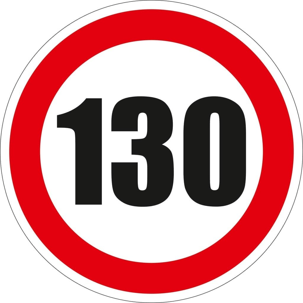 Semn Indicator Limitare viteza 130, autocolant, diametru 12 cm
