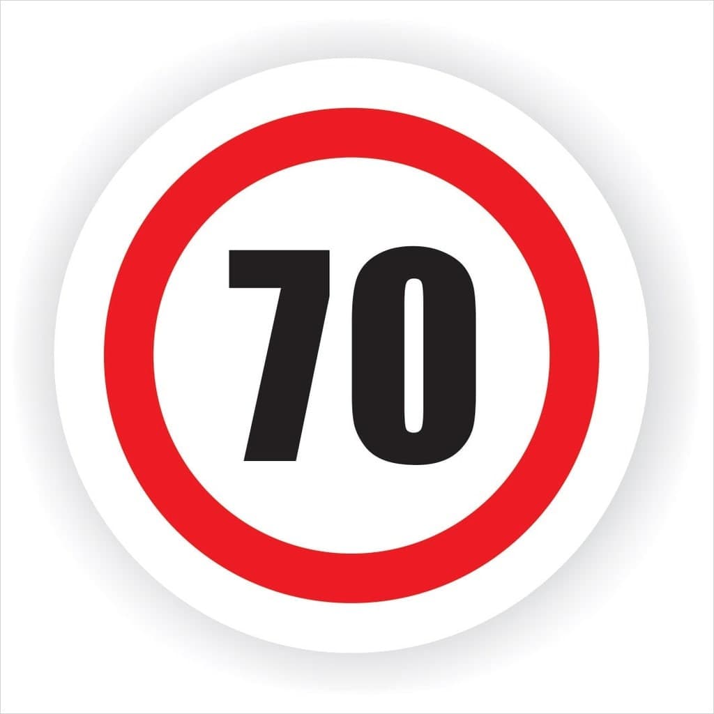 Semn Indicator Limitare viteza 70, autocolant, diametru 12 cm