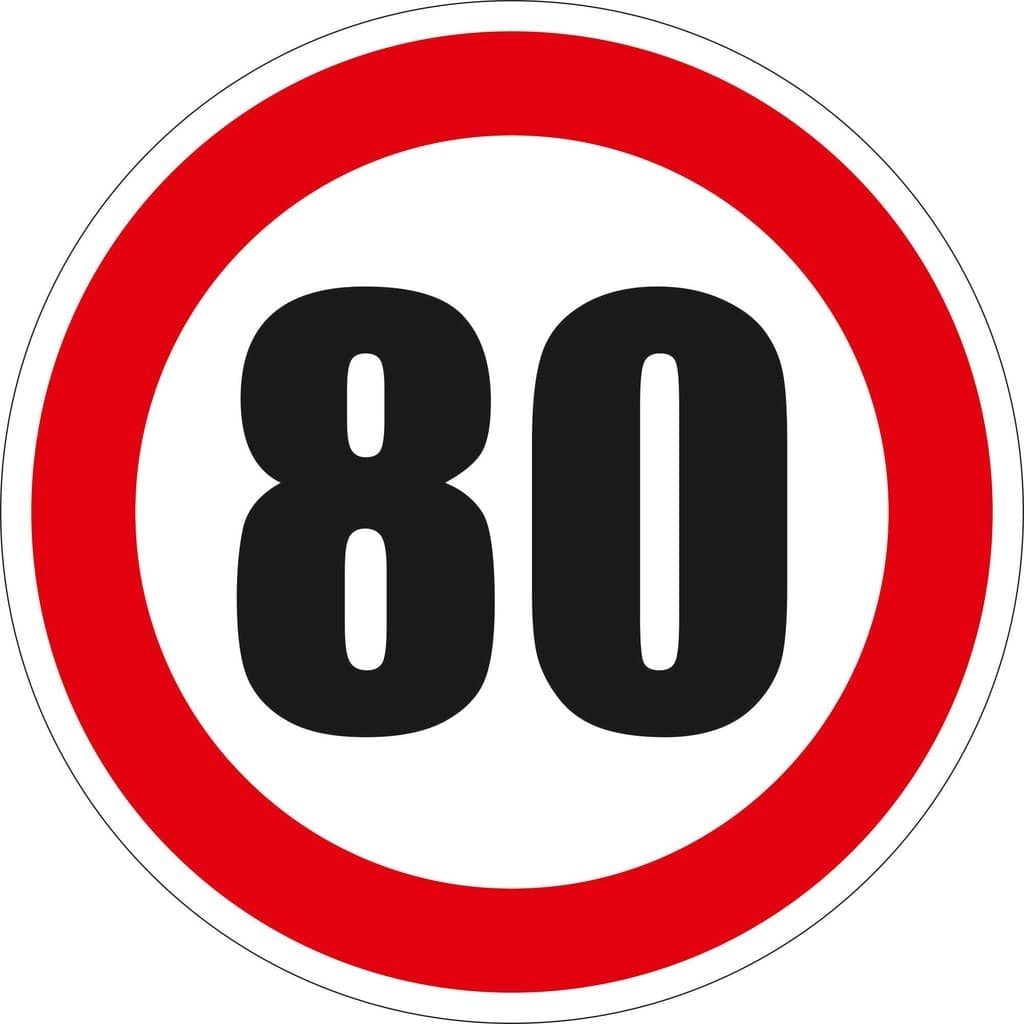 Semn Indicator Limitare viteza 80, autocolant, diametru 12 cm