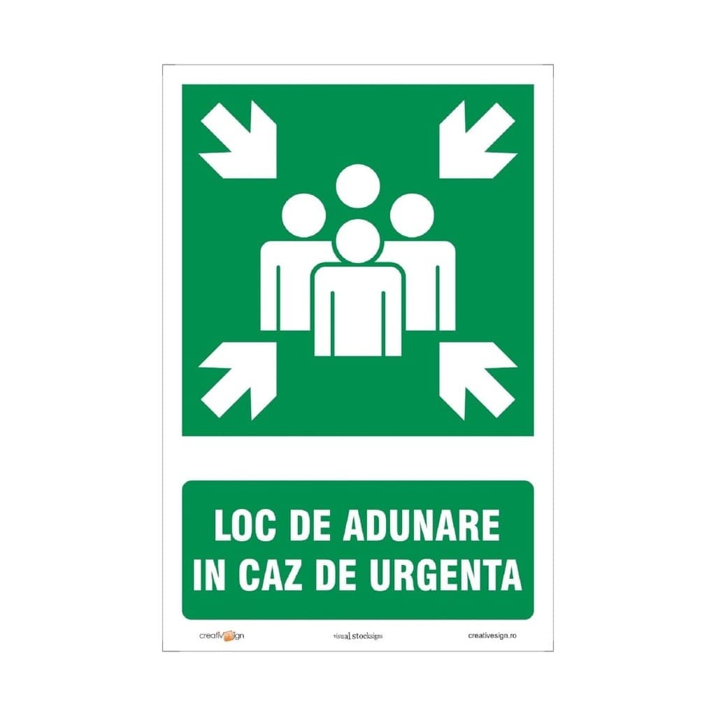 Semn Indicator Loc de adunare in caz de urgenta, PVC, 20 x 30 cm