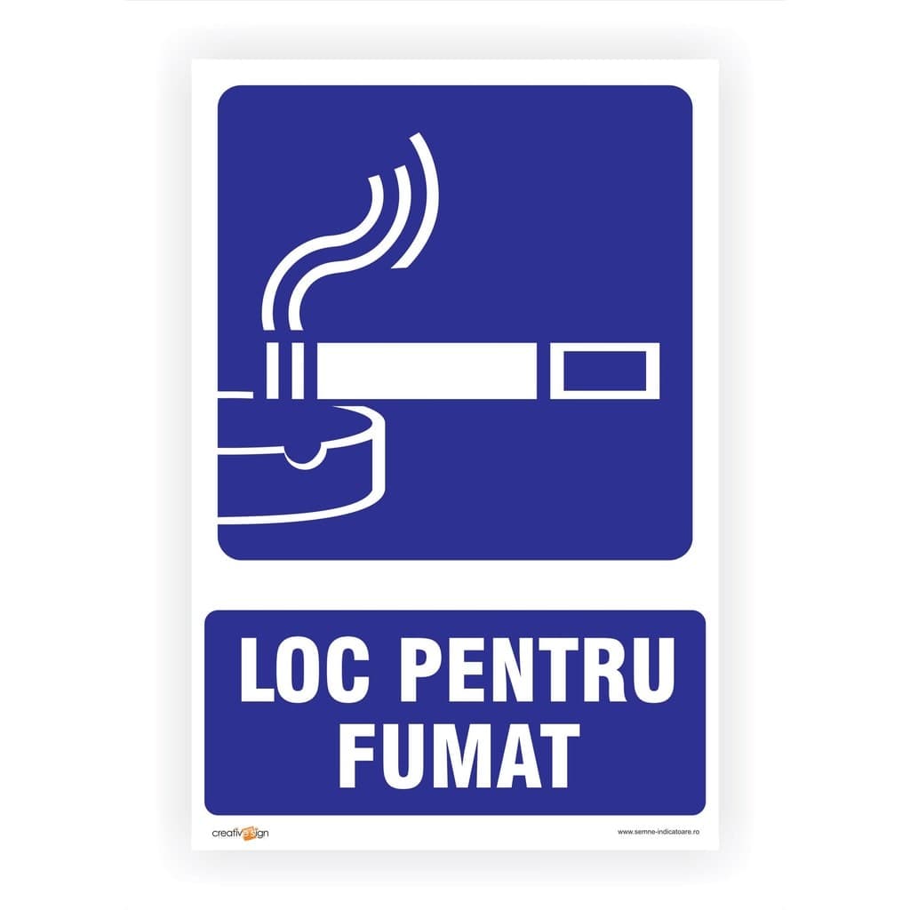 Semn Indicator Loc pentru fumat, PVC, 30 x 20 cm