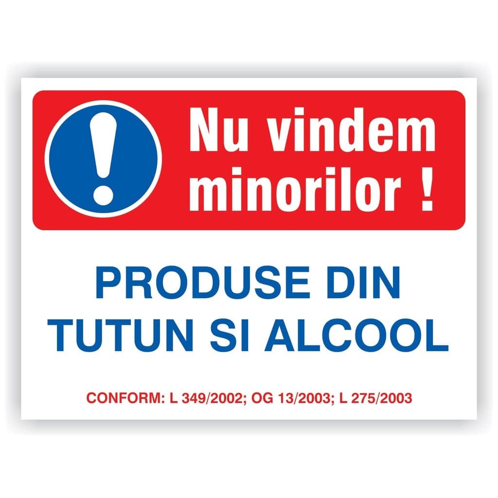 Indicator Nu vindem minorilor alcool si tutun, PVC, 20 x 15 cm