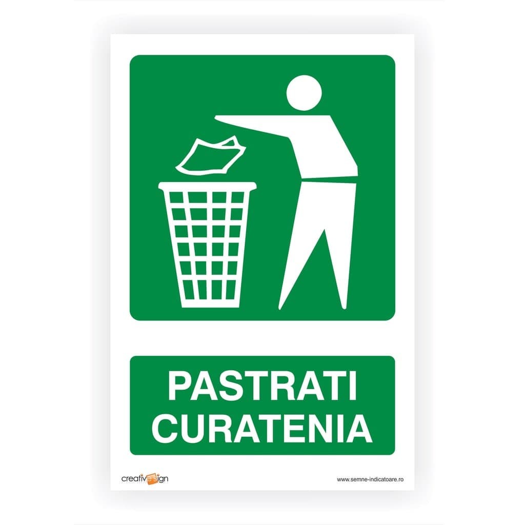 Semn Indicator Pastrati curatenia, PVC, 30 x 20 cm