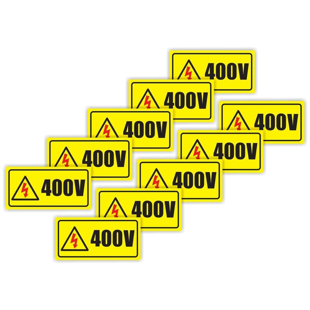 Semn Indicator Priza avertizare 400 V,  PVC, 10 x 5 cm, set 10 bucati