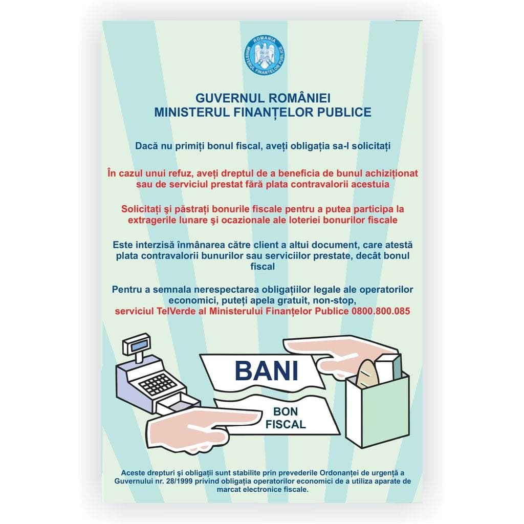 Indicator Solicitati bon fiscal, PVC, 30 x 20 cm