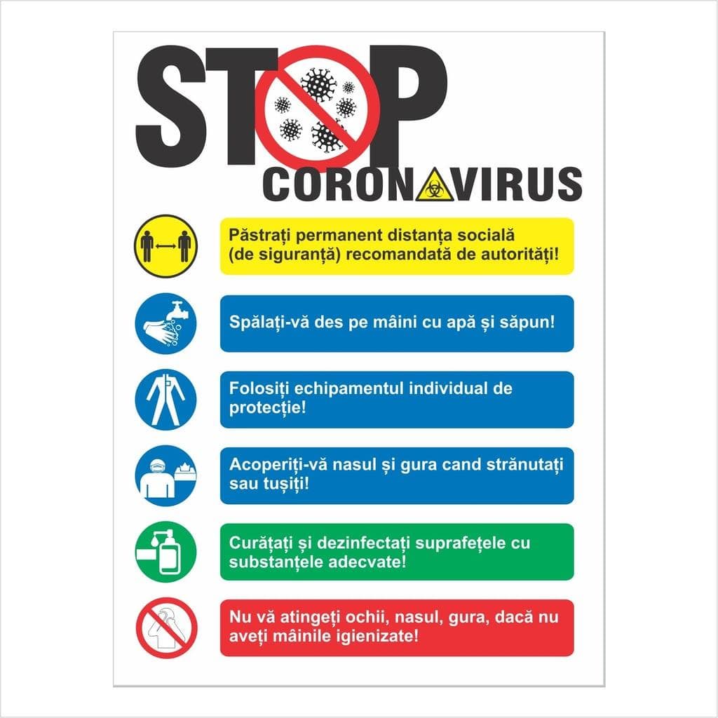 Indicator Stop Covid M0144, PVC, 30 x 40 cm