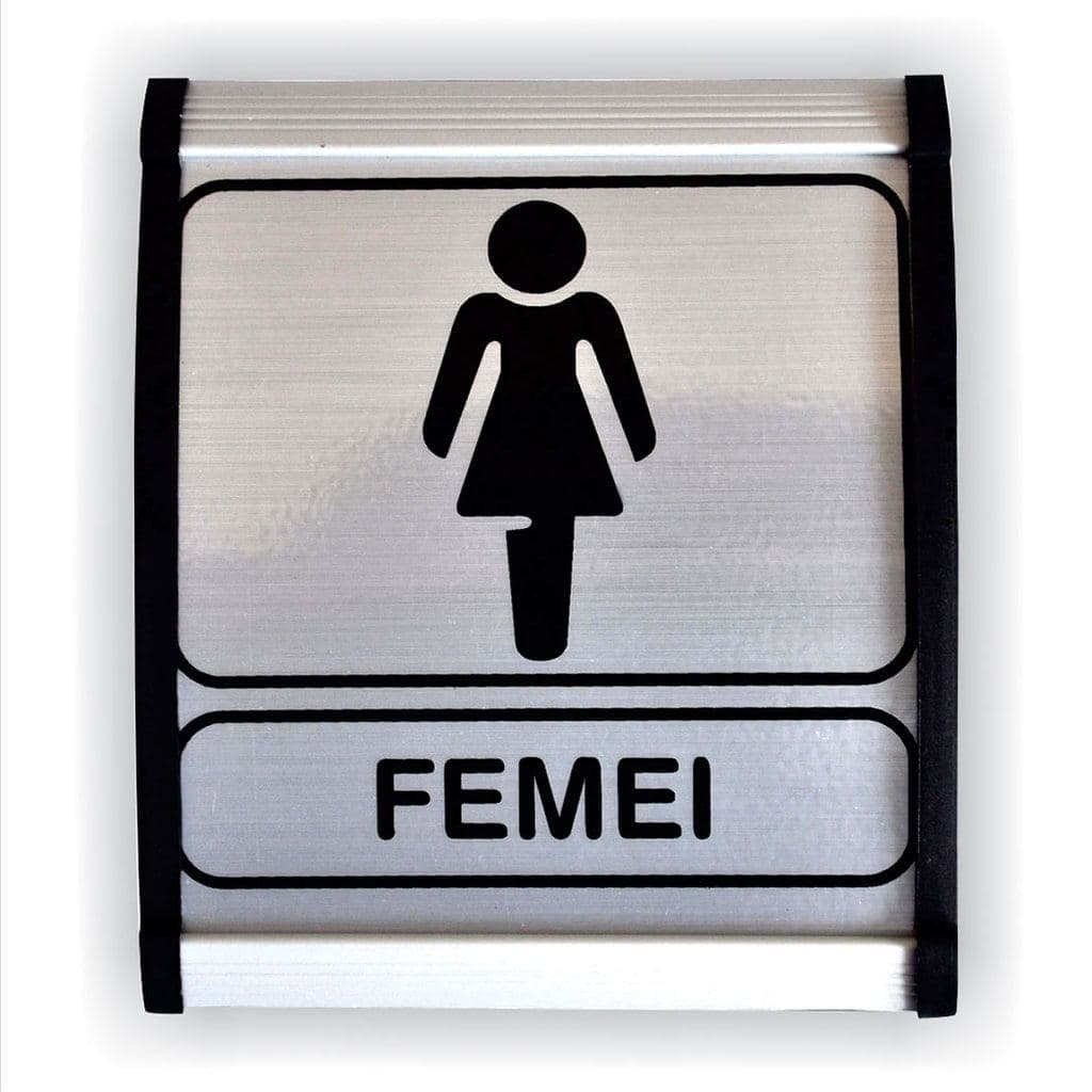 Semn Indicator Toaleta femei, aluminiu, 12 x 10 cm