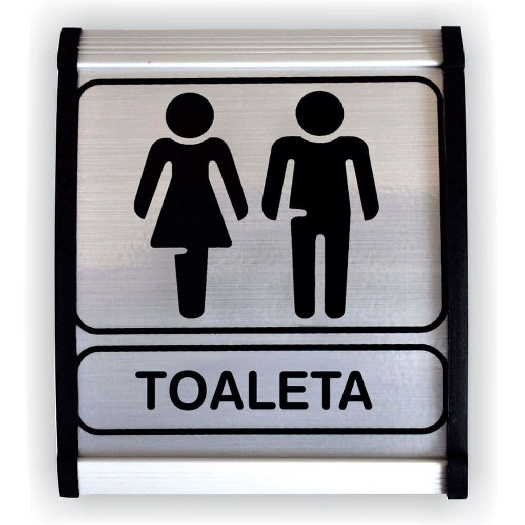 Semn Indicator Toaleta mixta, aluminiu, 12 x 10 cm