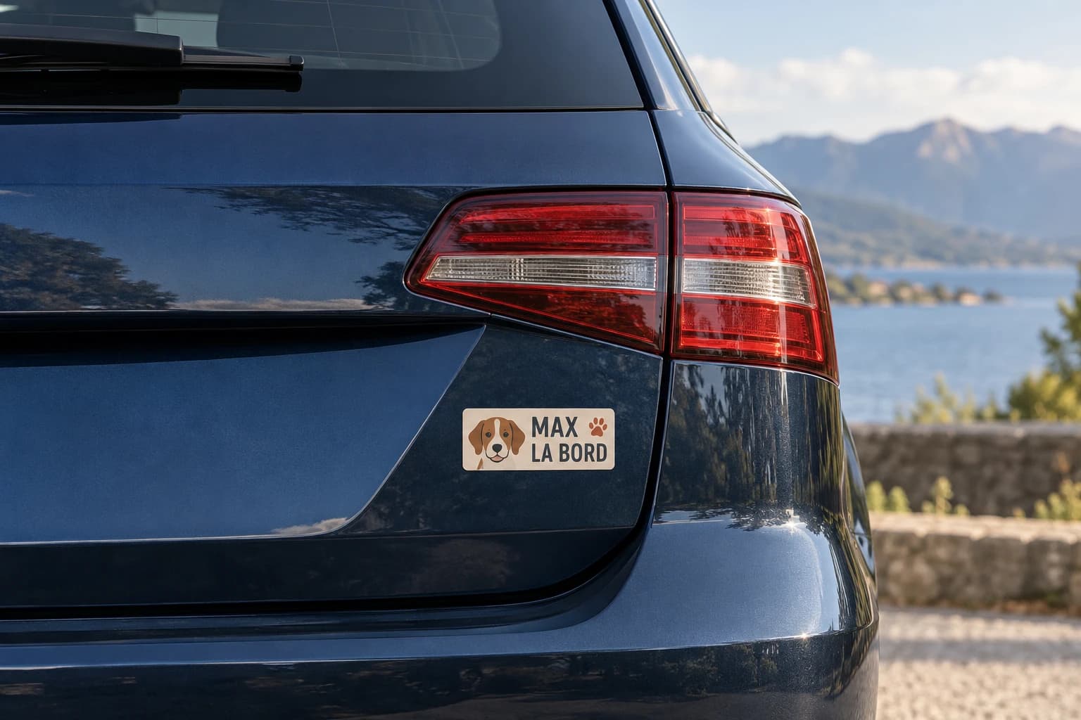 Autocolante auto Câine la bord cu nume