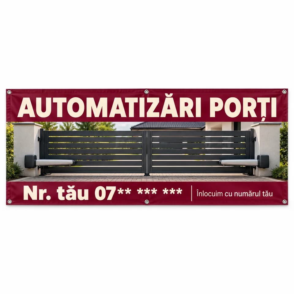 Banner automatizări porți cu numărul tău