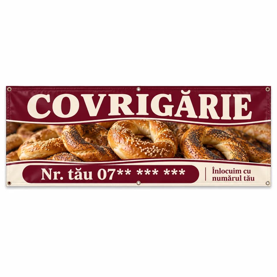 Banner covrigărie cu numărul tău