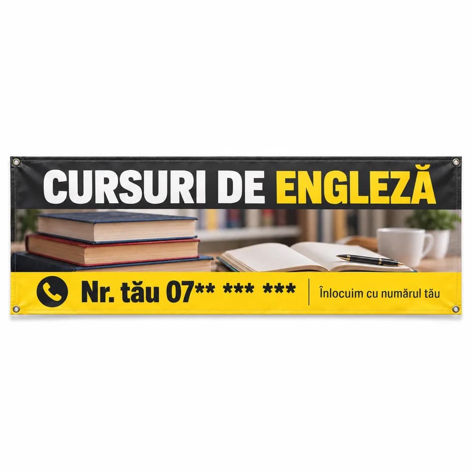 Banner cursuri de engleză cu numărul tău