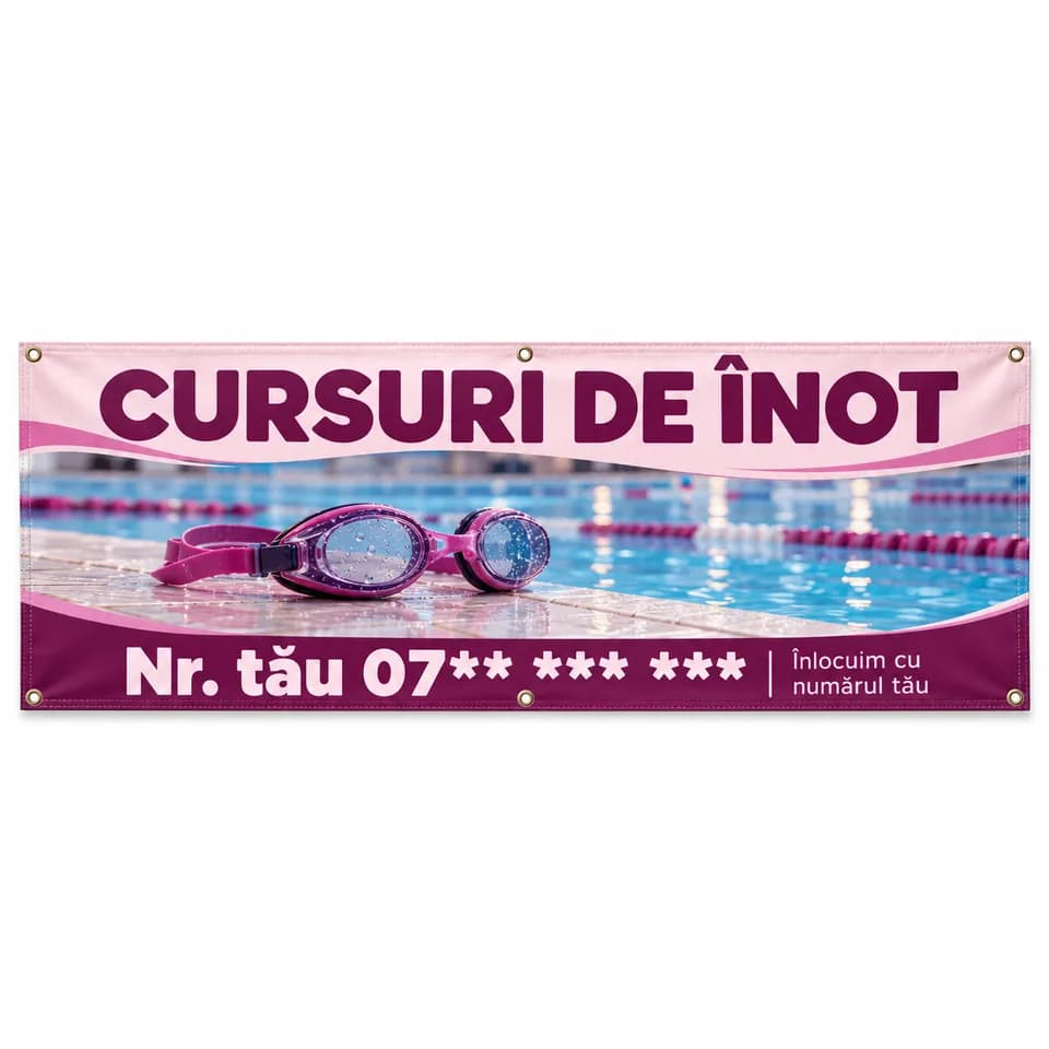 Banner cursuri de înot cu numărul tău