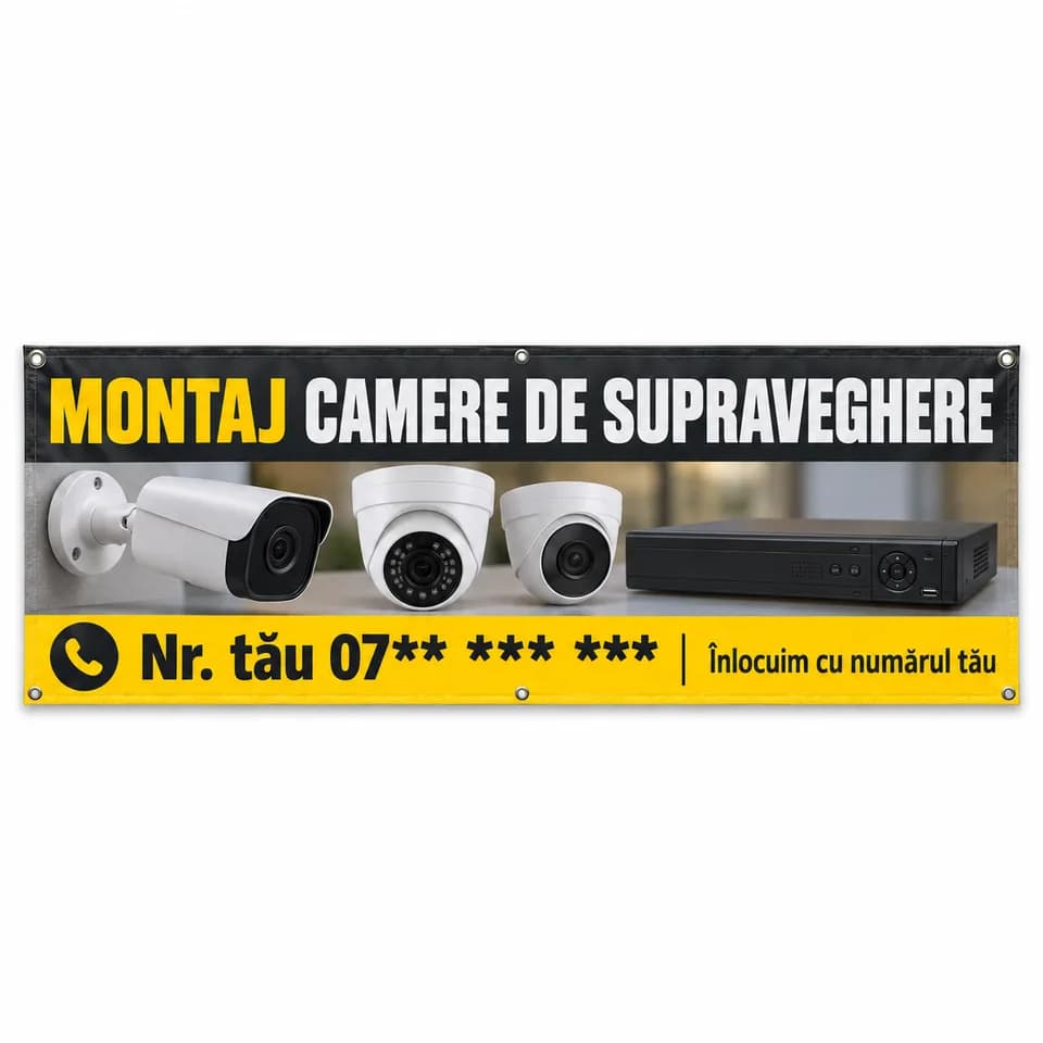Banner montaj camere de supraveghere cu numărul tău