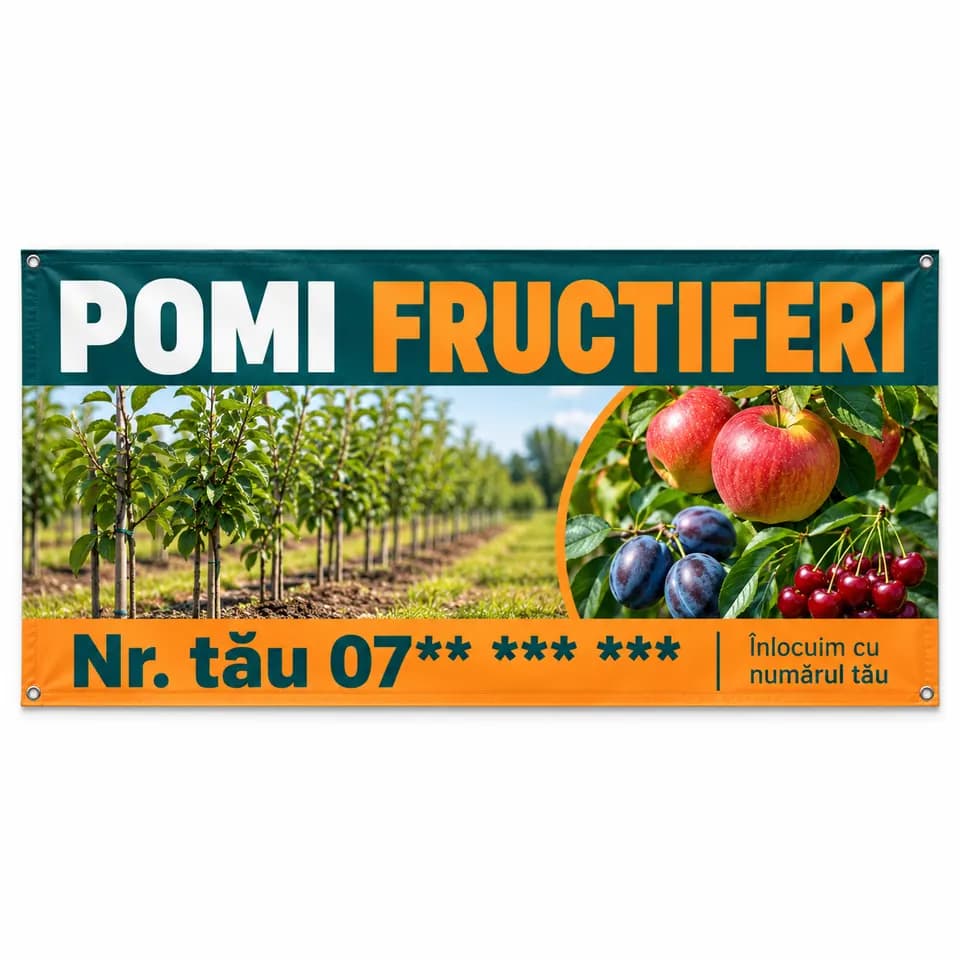 Banner pomi fructiferi cu numărul tău